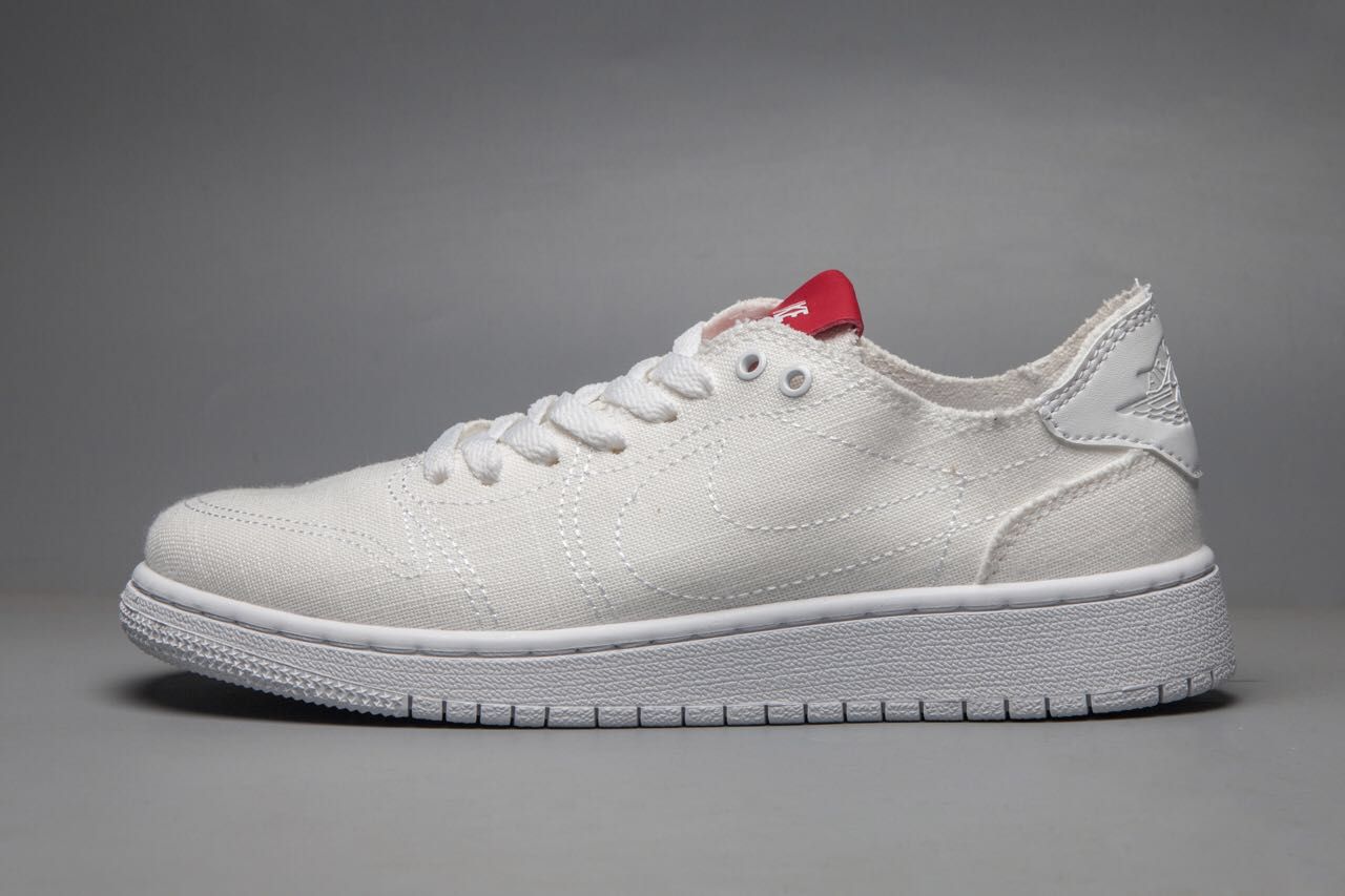 New Air Jordan 1 Low Canvas All White Shoes